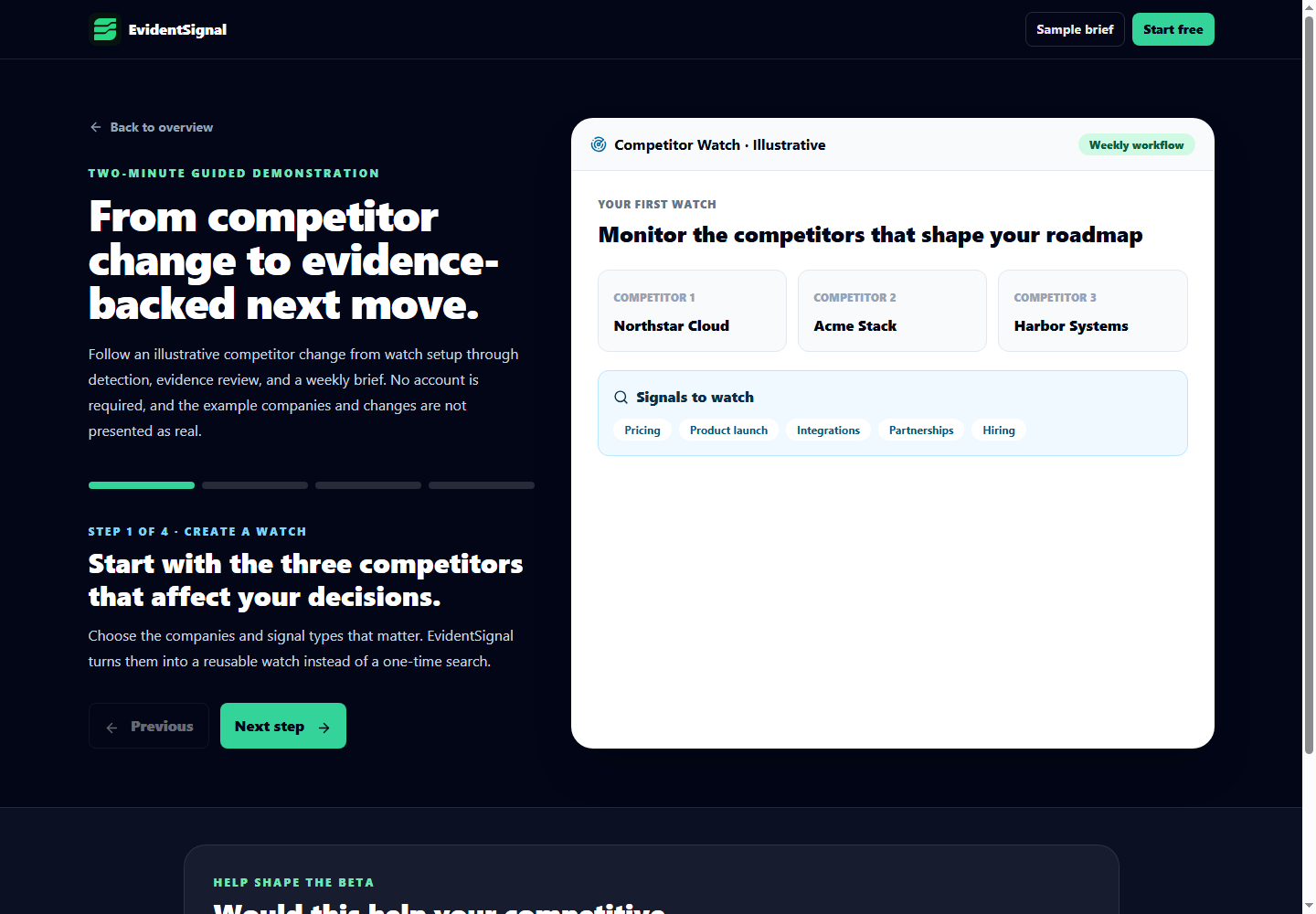 Use a focused watch to connect competitor changes with the evidence your product review needs.